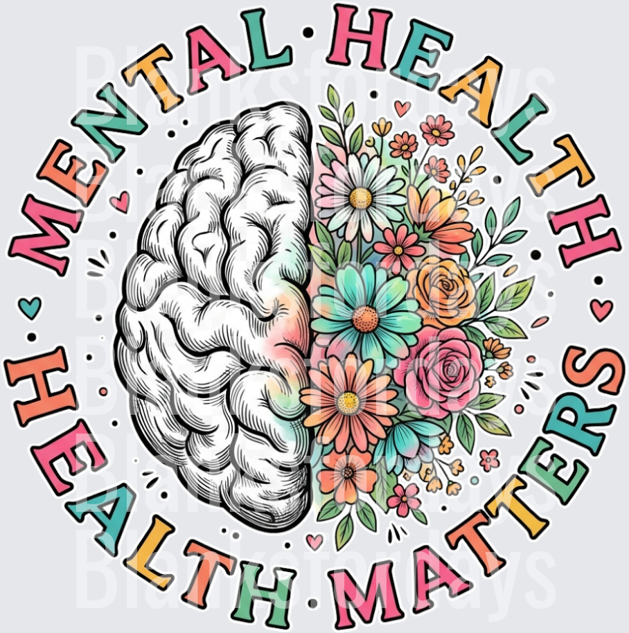 Mental Health Matters Floral Brain Split Design (DTF)