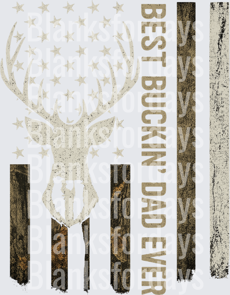 Best Buckin Dad Ever Deer American Flag Grunge Design (DTF)