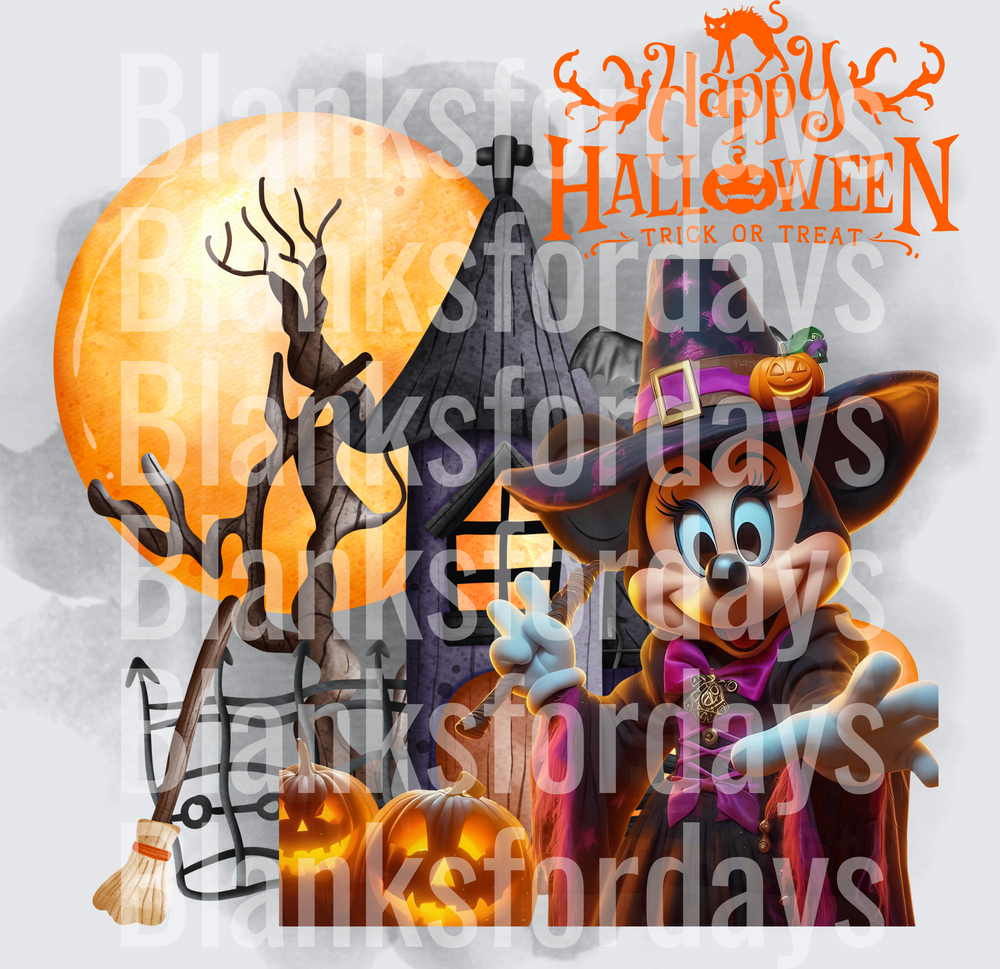 Minnie Mouse Witch Happy Halloween Trick or Treat Pumpkins (DTF)