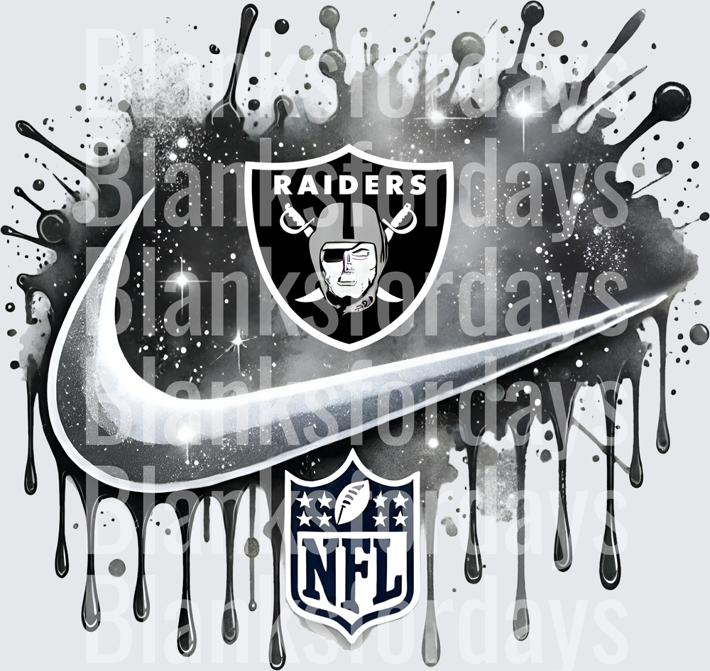 Las Vegas Raiders NFL Nike Swoosh Black Paint Splash Drip (DTF)