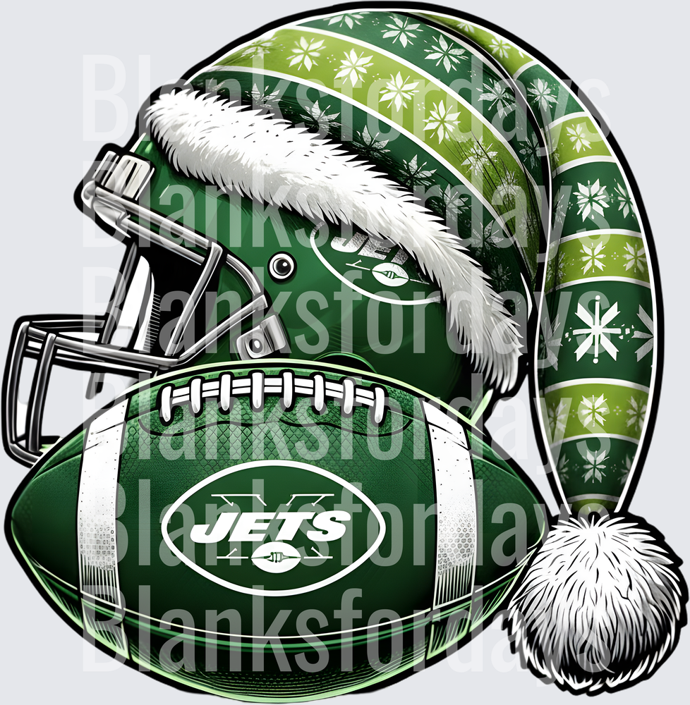 New York Jets Christmas Santa Hat Helmet Football (DTF)