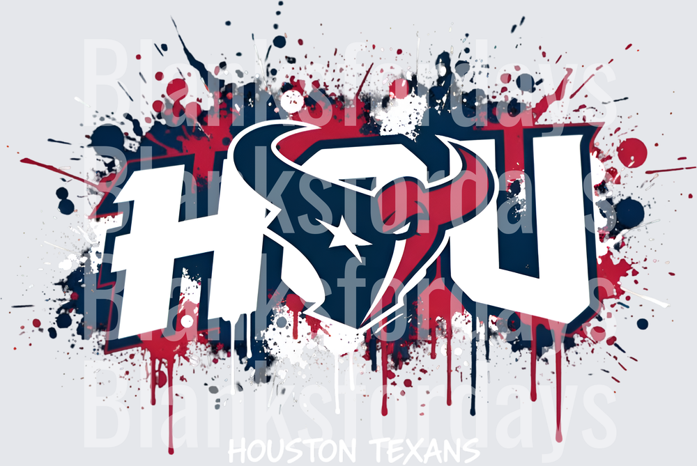 Houston Texans HTU Logo Paint Splatter Drip Design (DTF)