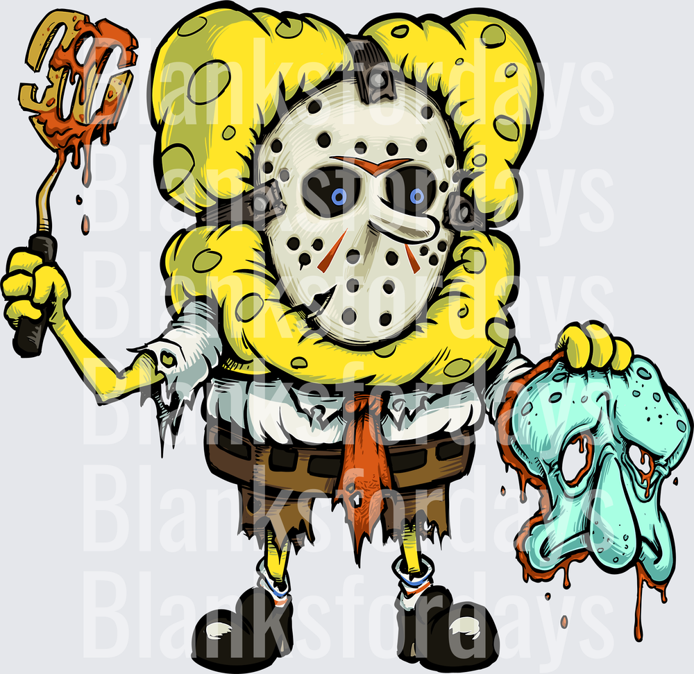 SpongeBob Jason Voorhees Horror Mashup Bloody Spatula (DTF)