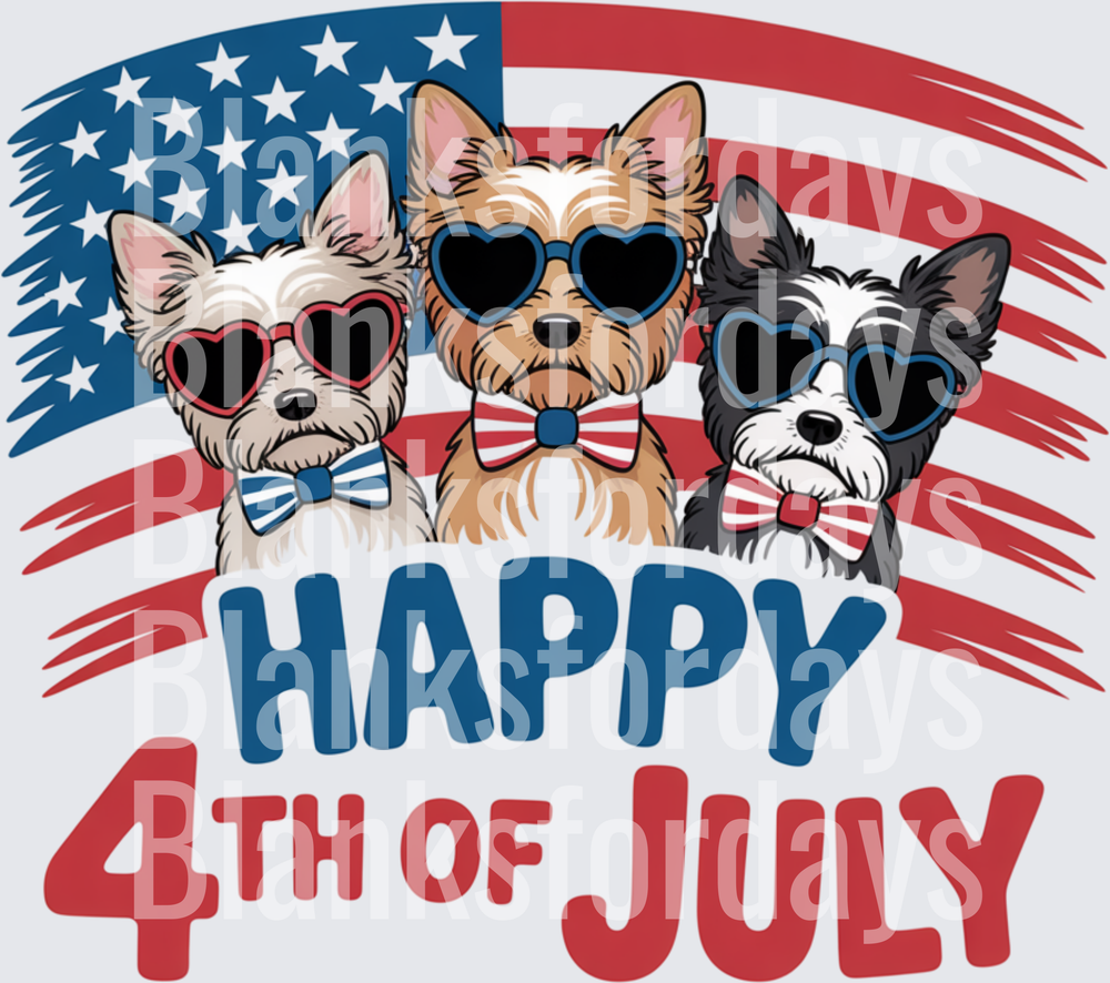 Happy 4th of July Yorkshire Terrier Dogs Heart Sunglasses (DTF)