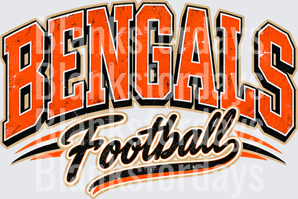 Bengals Football Distressed Retro Bold Arch Lettering (DTF)