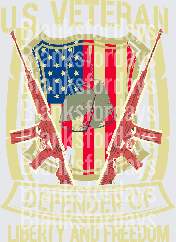 US Veteran Defender of Liberty and Freedom Crossed Rifles Shield (DTF)