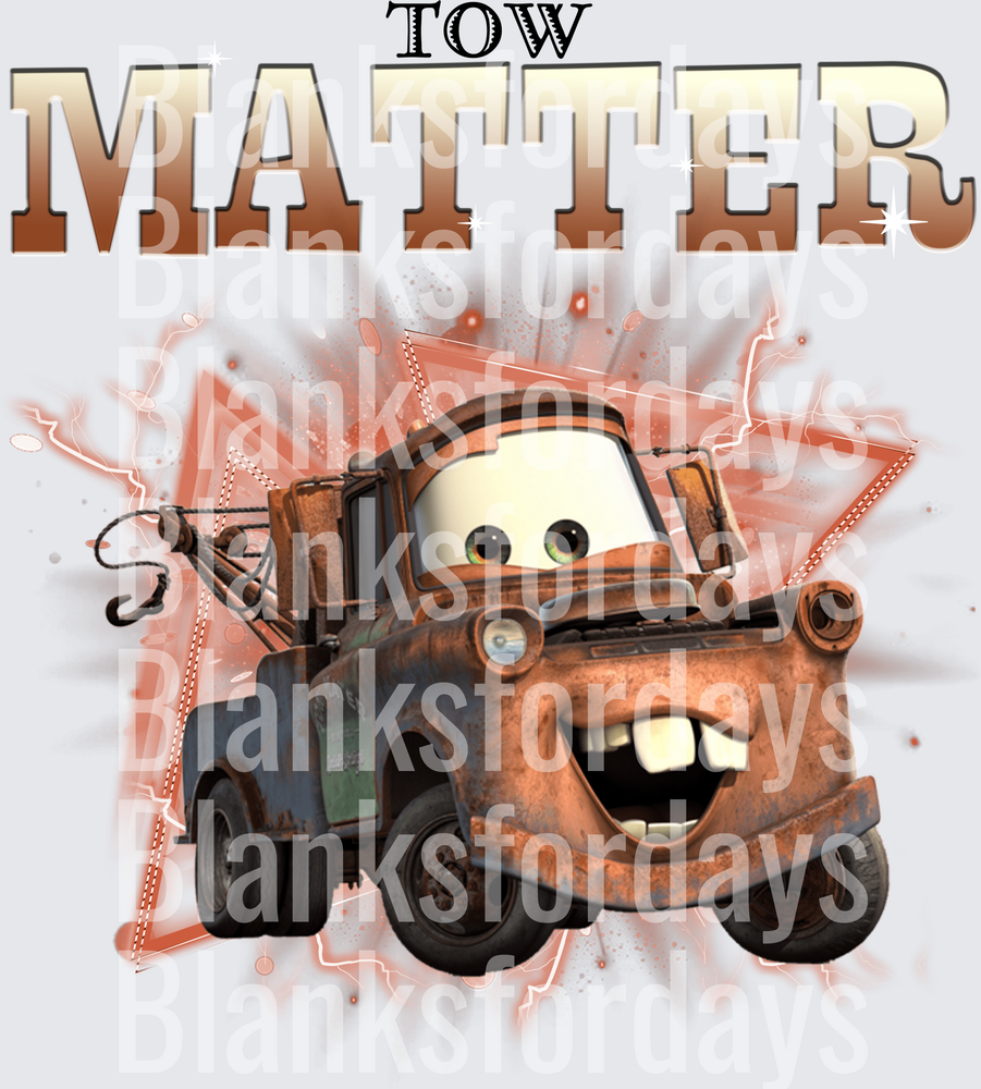 Tow Mater Disney Pixar Cars Bold Rusty Tow Truck Design (DTF)
