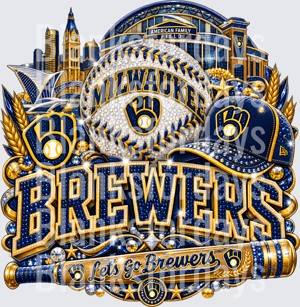 Milwaukee Brewers Blinged Out Let's Go Brewers American Family Field (DTF)