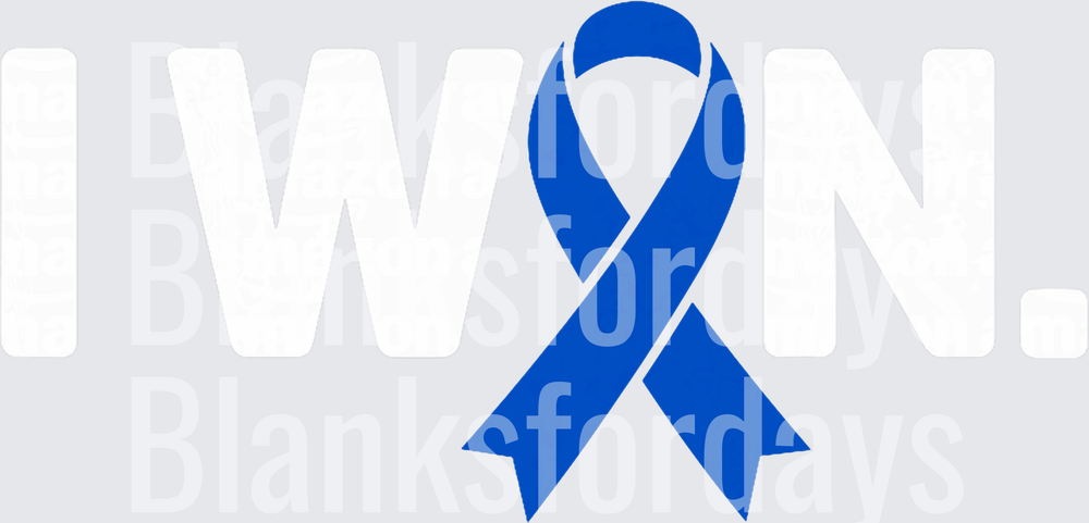 I Won Blue Awareness Ribbon Cancer Survivor Bold Text (DTF)
