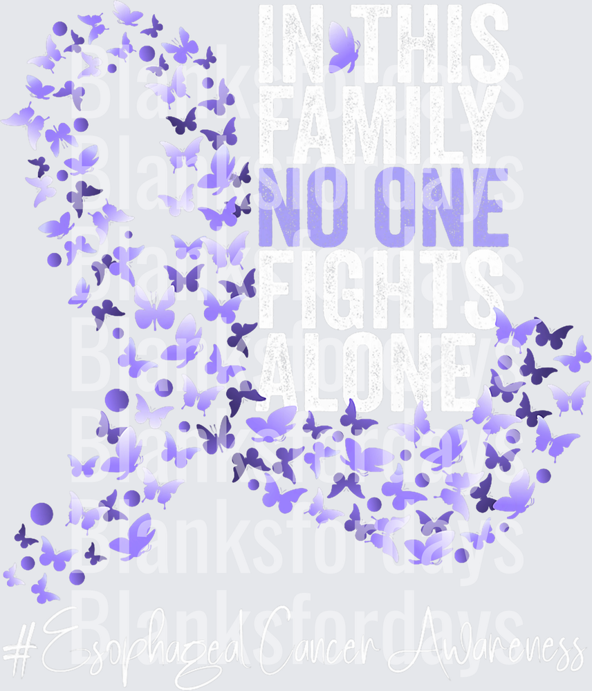 Esophageal Cancer Awareness Purple Butterfly Ribbon No One Fights Alone (DTF)