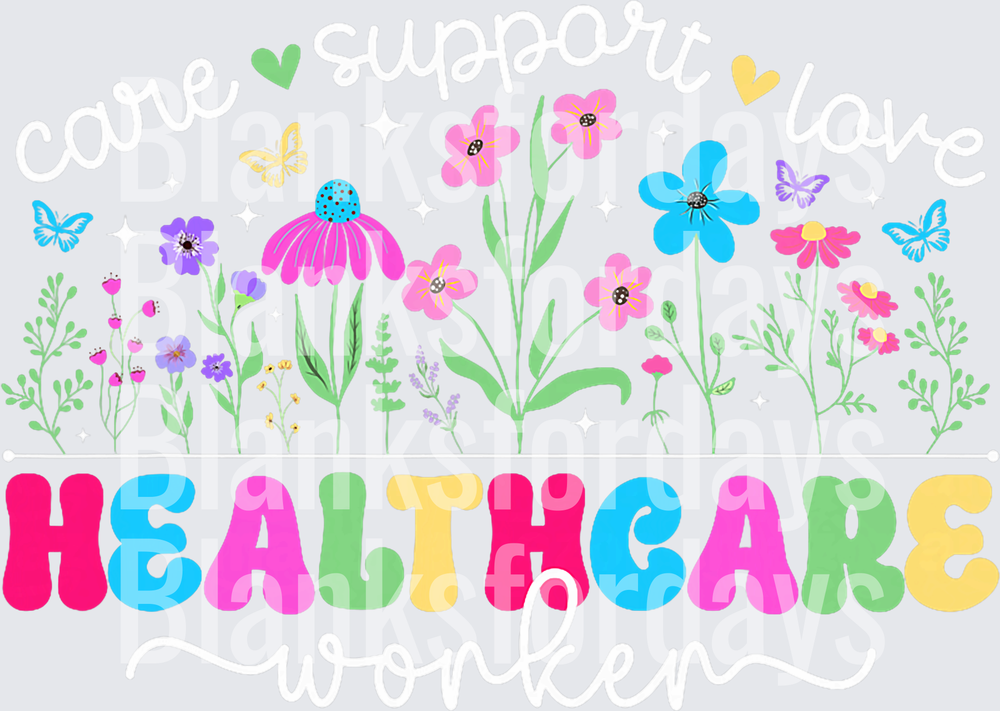 Colorful Wildflower Healthcare Worker Care Support Love (DTF)