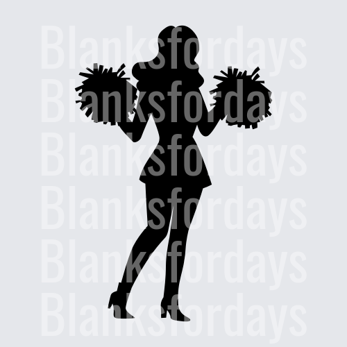 Cheerleader Silhouette with Pom Poms Side Profile (DTF)