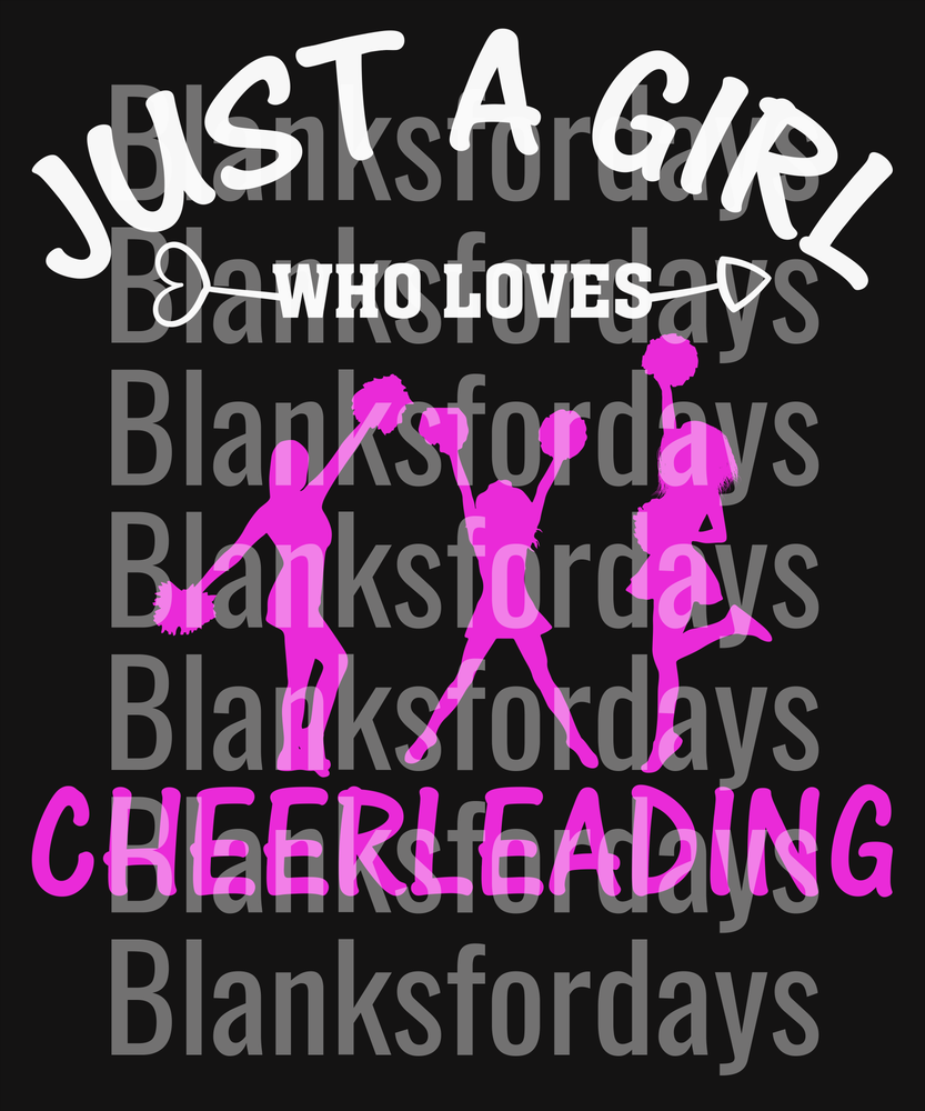 Just A Girl Who Loves Cheerleading Pink Silhouette Design (DTF)