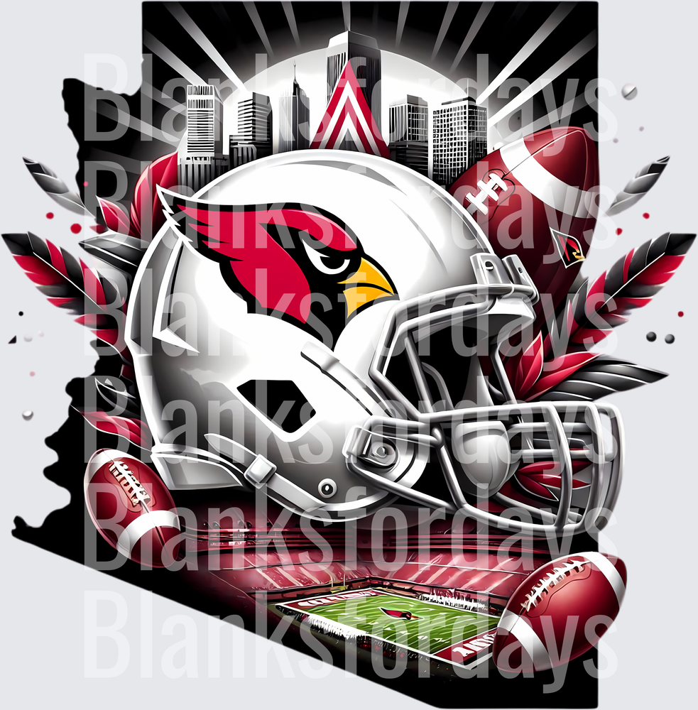 Arizona Cardinals Helmet State Skyline Stadium Fan Design (DTF)