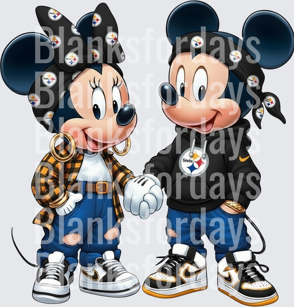 Mickey and Minnie Mouse Pittsburgh Steelers Street Style Duo (DTF)