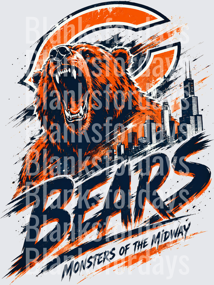 Chicago Bears Monsters of the Midway Growling Bear Skyline (DTF)