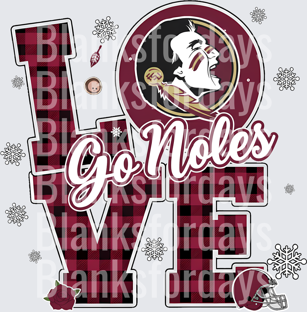 Florida State Seminoles LOVE Go Noles Buffalo Plaid Winter (DTF)