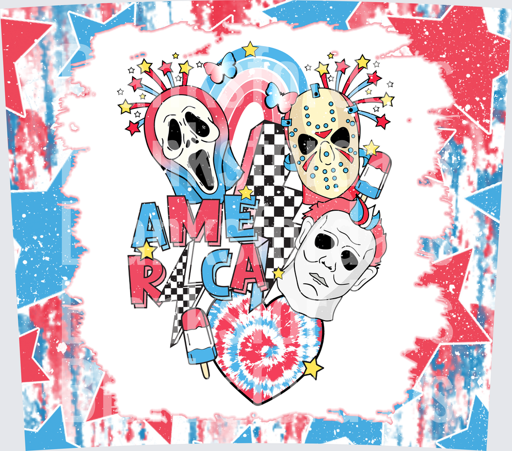 Horror Icons America 4th of July Patriotic Bleached Design (DTF)
