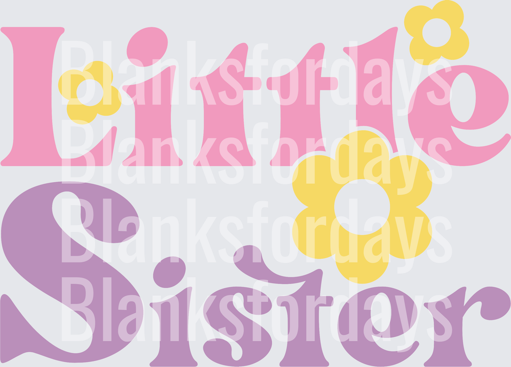 Little Sister Retro Groovy Floral Typography Design (DTF)