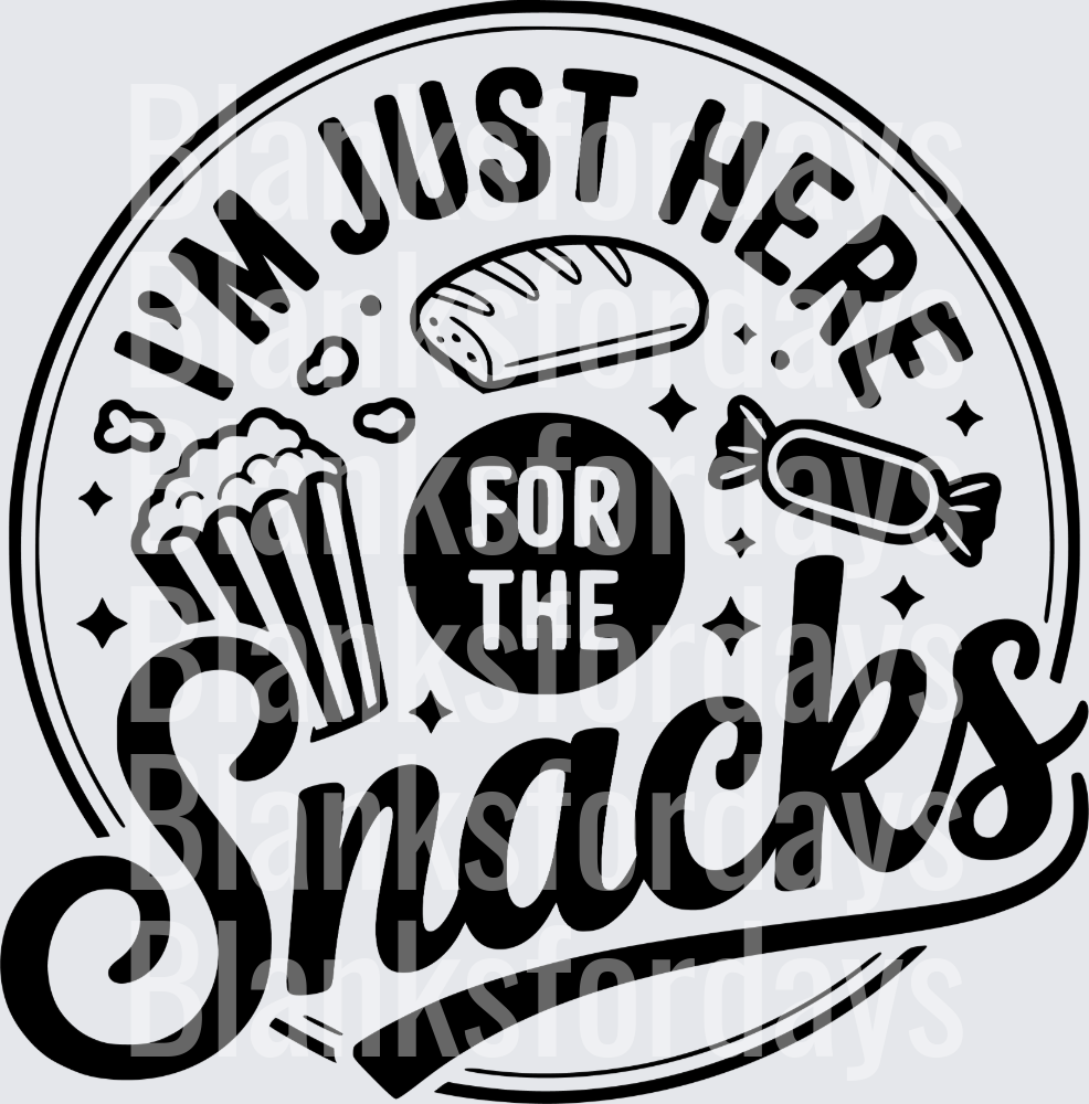 I'm Just Here For The Snacks Popcorn Candy Bread Circle Badge (DTF)