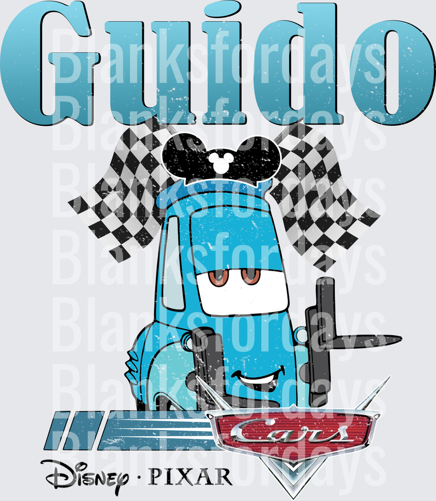Guido Disney Pixar Cars Mickey Ears Checkered Flag Distressed (DTF)