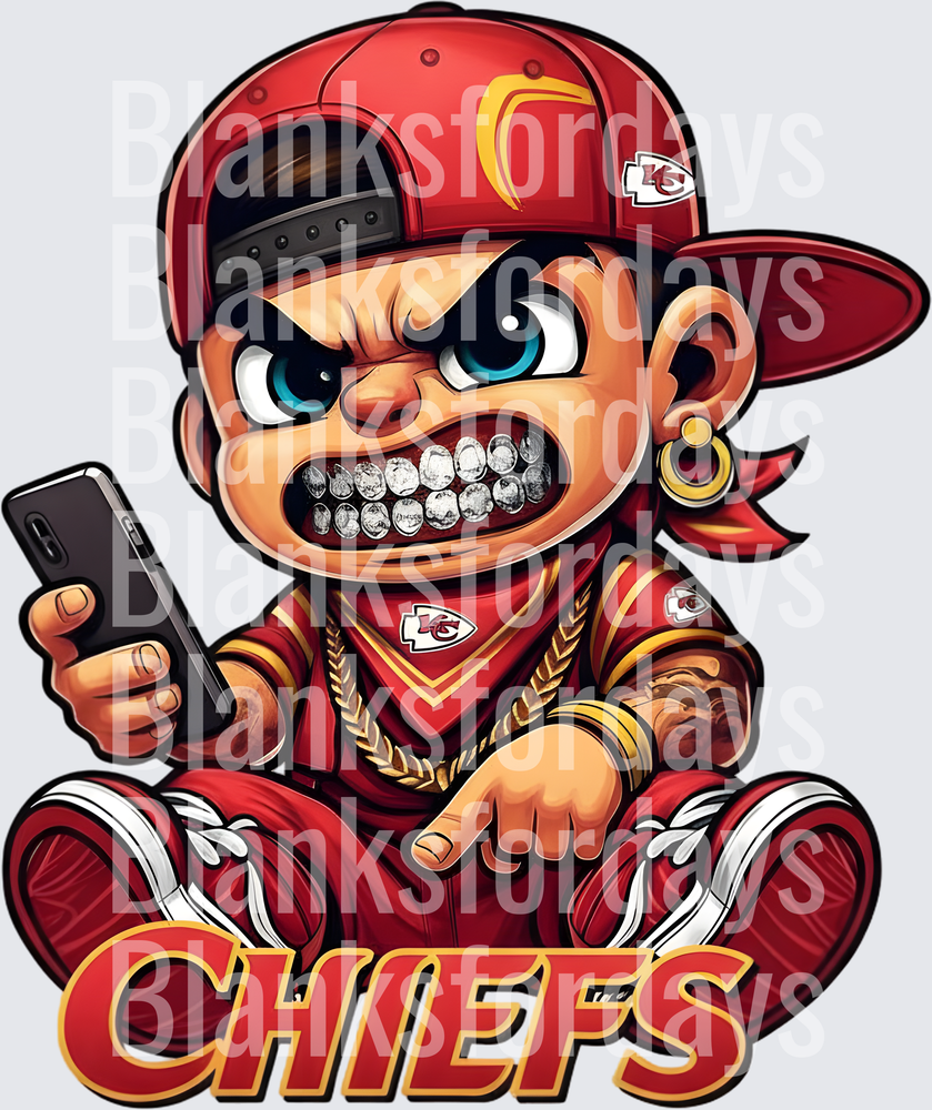 Gangster Baby Kansas City Chiefs Fan Drip Mascot (DTF)