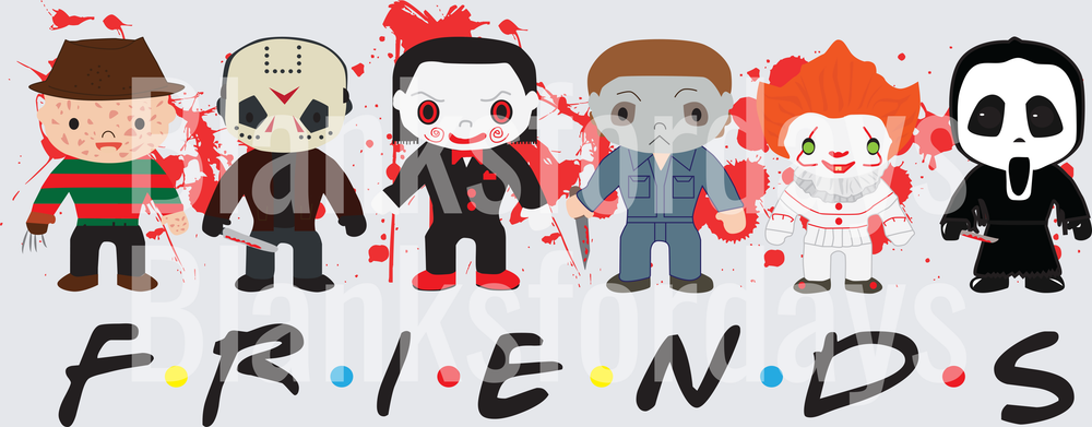 Horror Icons Friends Mashup Freddy Jason Saw Michael Pennywise Ghostface (DTF)