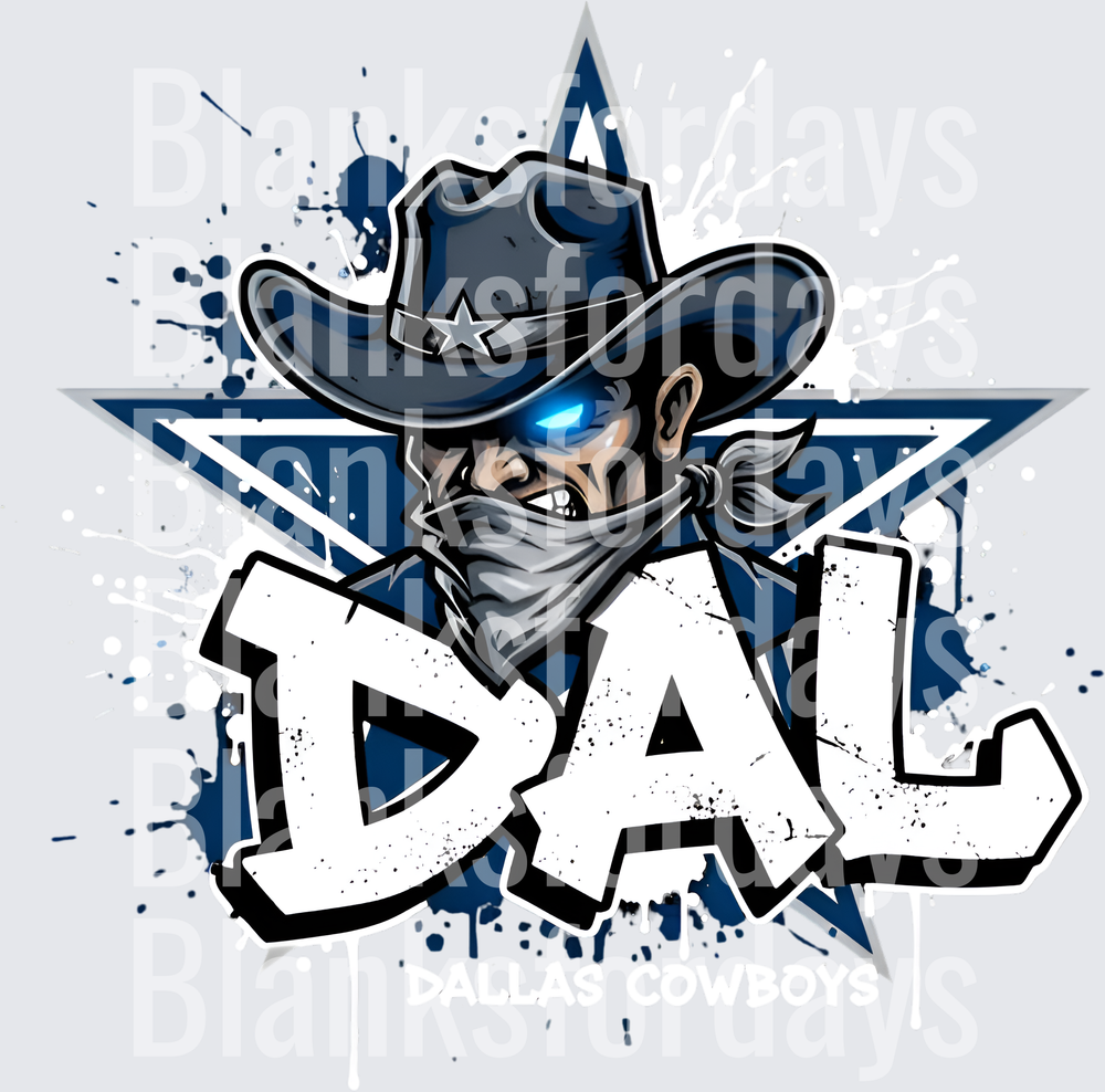 Dallas Cowboys DAL Masked Cowboy Star Splatter Graffiti (DTF)