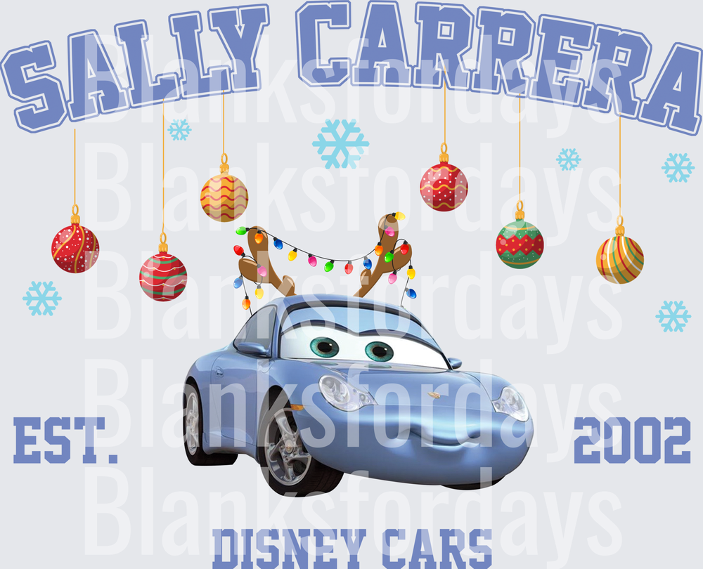 Sally Carrera Disney Cars Christmas Reindeer Antlers Est 2002 (DTF)