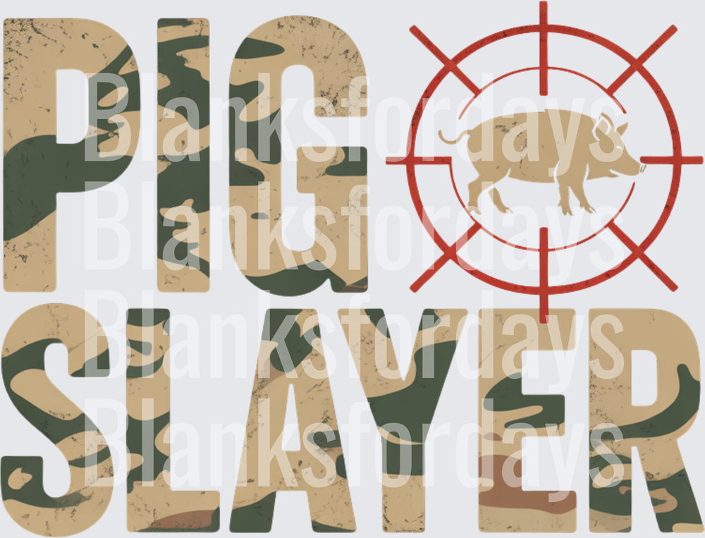 Pig Slayer Camo Hunting Wild Boar Crosshair Design (DTF)