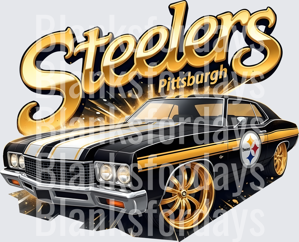 Pittsburgh Steelers Classic Muscle Car Black and Gold Design (DTF)