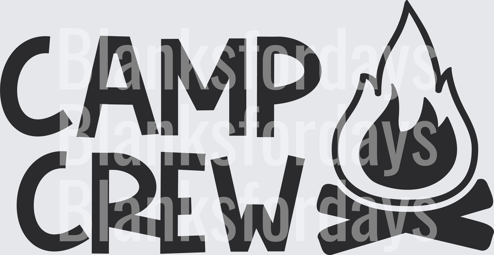 Camp Crew Bold Text with Campfire Flames Design (DTF)
