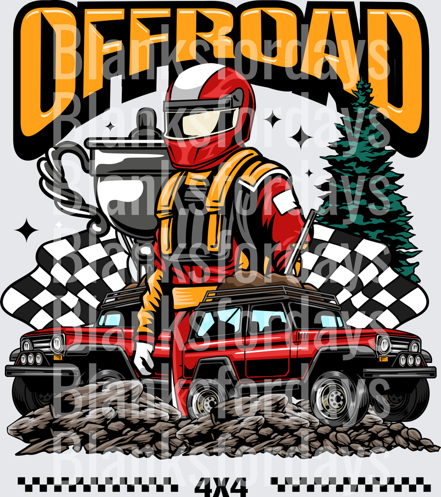 Offroad 4x4 Racing Champion Driver Trophy Checkered Flag (DTF)