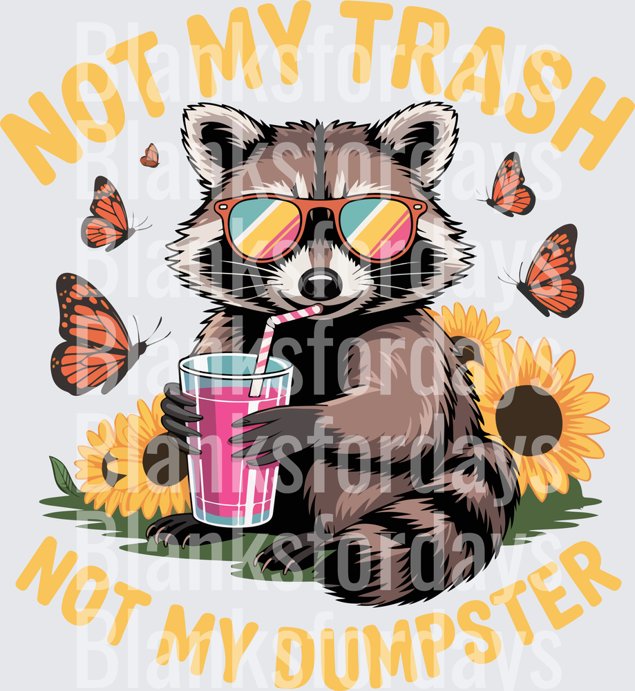 Not My Trash Not My Dumpster Sunglasses Raccoon Sunflowers (DTF)