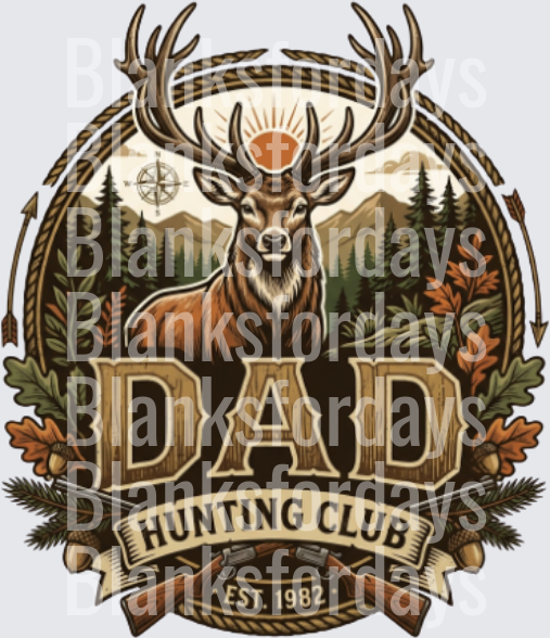 Dad Hunting Club Est 1982 Buck Deer Vintage Badge Design (DTF)