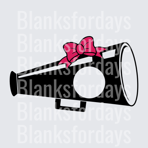 Black Cheerleader Megaphone with Pink Bow and Circle Blank (DTF)