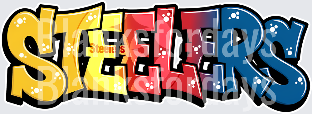 Steelers Graffiti Style Bold Bubble Letter Wordmark (DTF)
