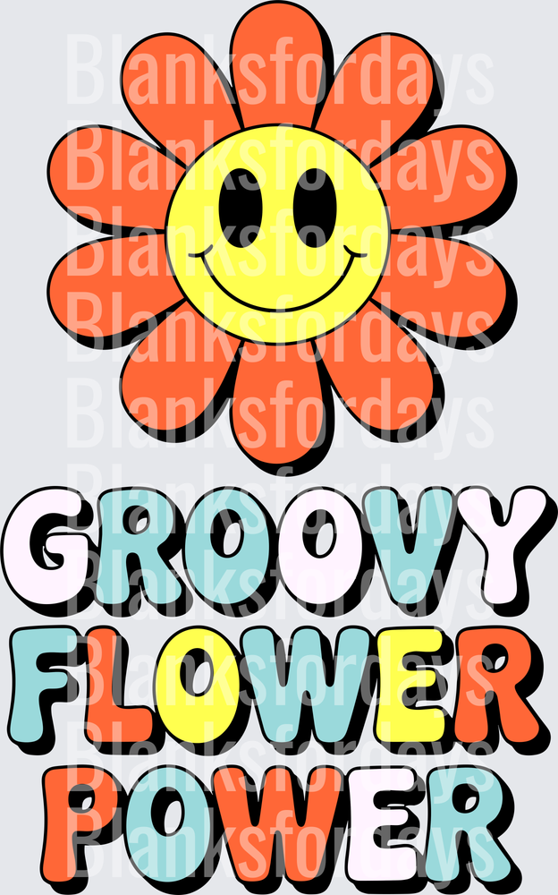 Groovy Flower Power Retro Smiley Face Daisy (DTF)