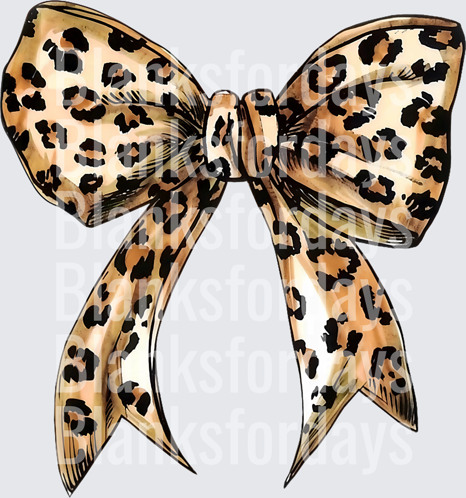 Leopard Print Cheetah Bow Watercolor Illustration (DTF)