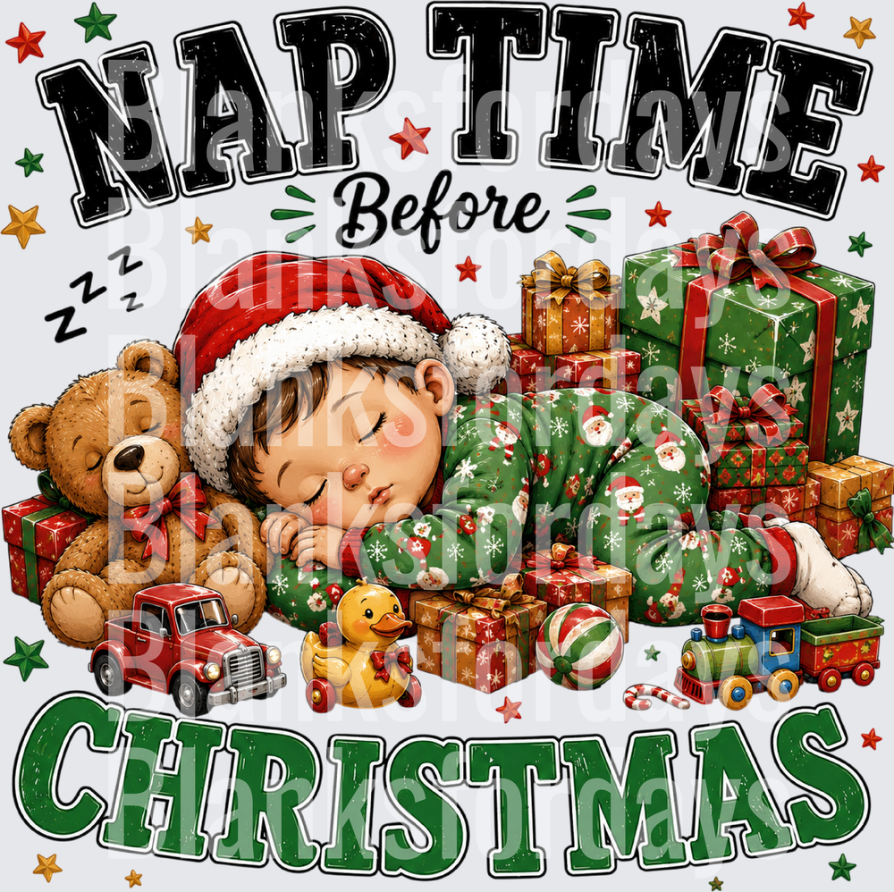 Nap Time Before Christmas Sleeping Child Santa Hat Toys (DTF)