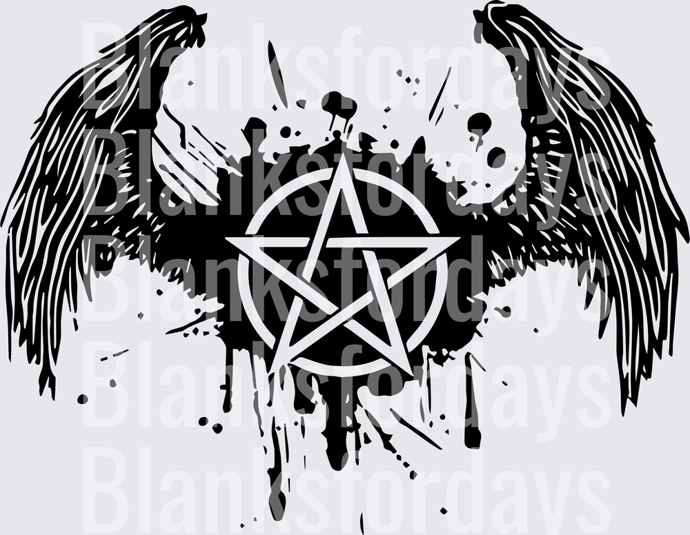 Supernatural Anti-Possession Symbol with Dark Angel Wings (DTF)