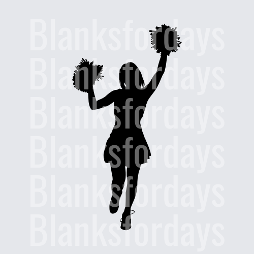Cheerleader Silhouette with Pom Poms Arms Raised (DTF)