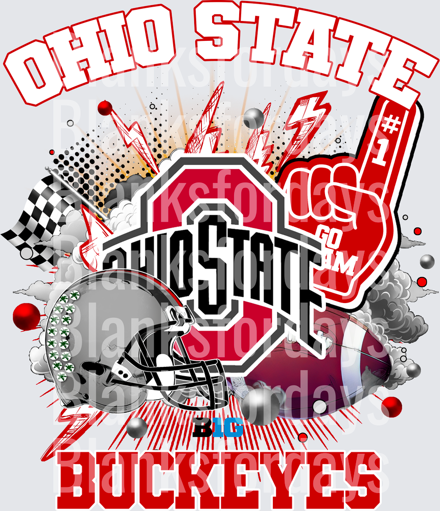 Ohio State Buckeyes Big Ten Football Helmet Foam Finger Blast (DTF)