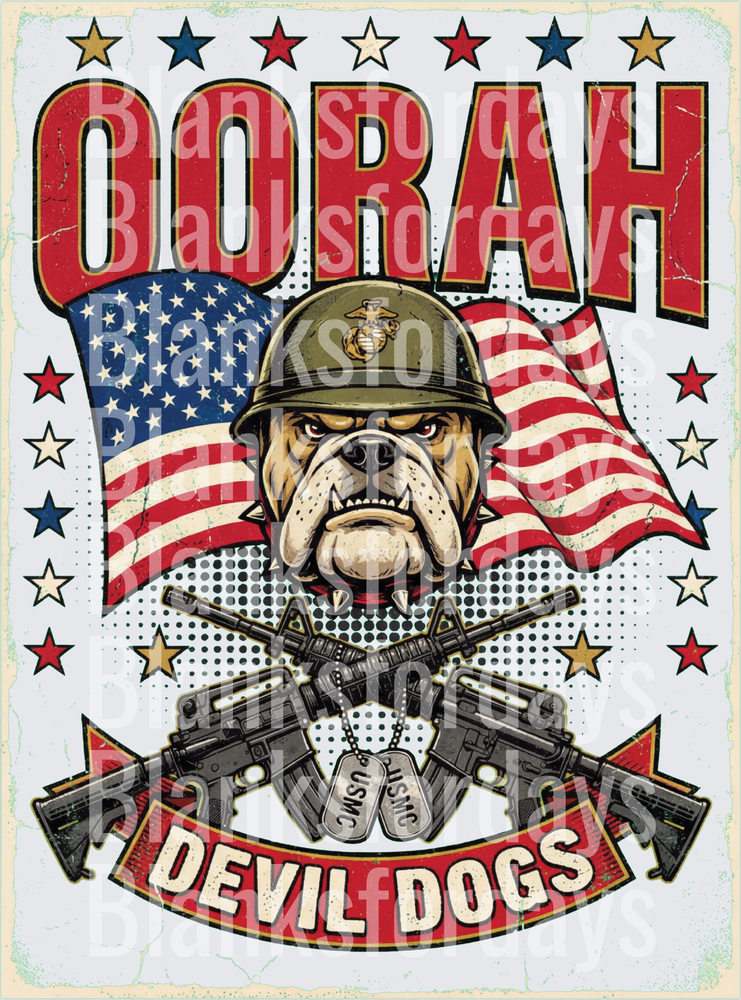Oorah Devil Dogs USMC Marine Bulldog Crossed Rifles Flag (DTF)