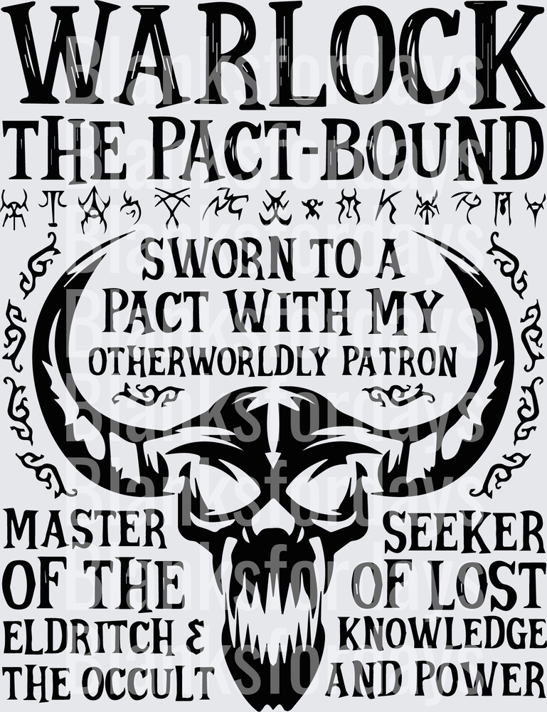Warlock The Pact-Bound DnD Horned Skull Eldritch Occult (DTF)