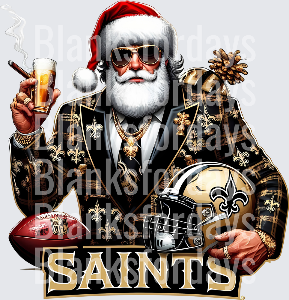 Badass Santa New Orleans Saints Fan Christmas Football (DTF)