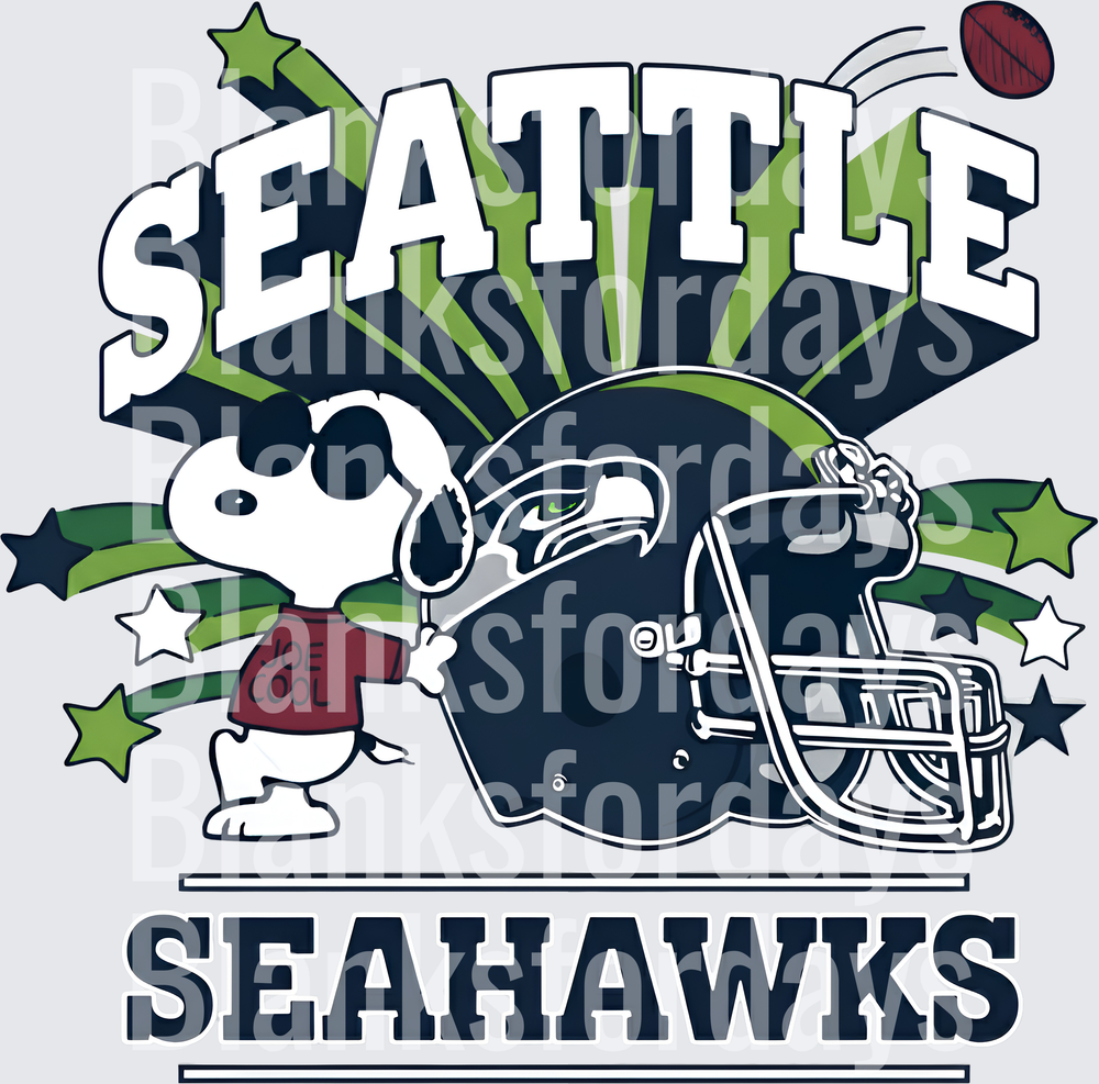 Snoopy Seattle Seahawks Football Helmet Stars Fan Design (DTF)
