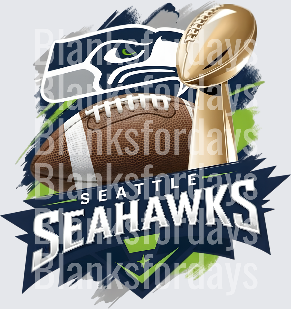 Seattle Seahawks Logo Football and Championship Trophy (DTF)