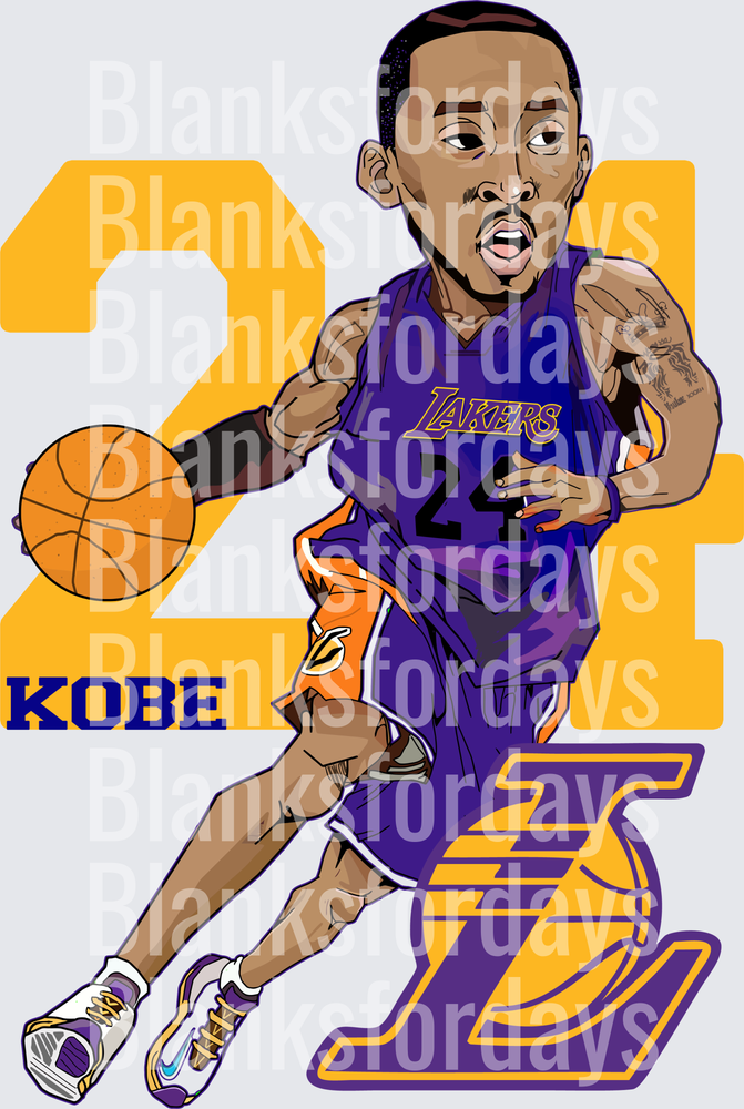 Kobe Bryant #24 Lakers Cartoon Caricature Dribbling (DTF)
