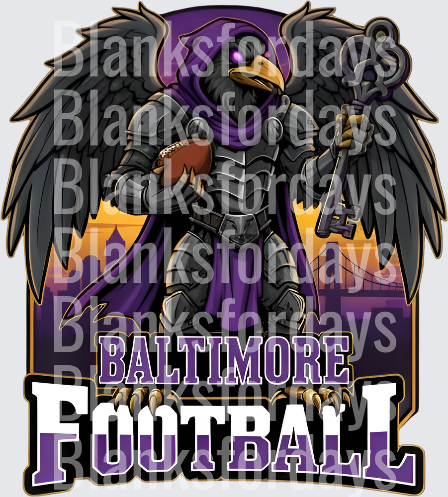 Baltimore Football Armored Raven Warrior with Key and Wings (DTF)